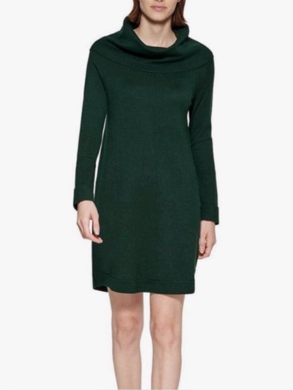 Vince Camuto Green Cowl Neck Sweater Dress